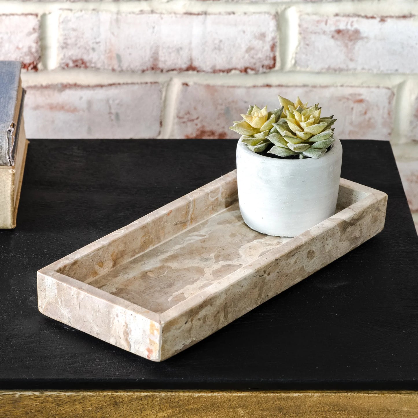 10x4.25 Beige Marble Vanity Tray