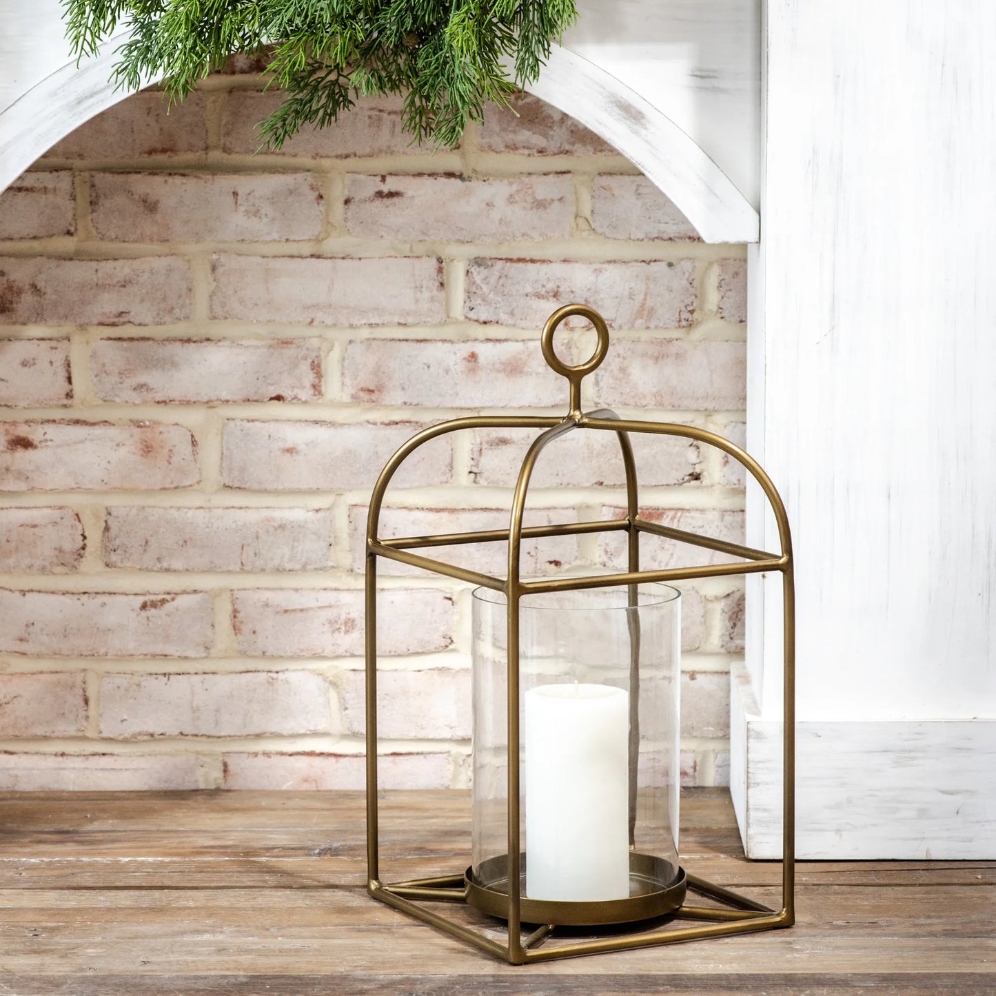 17” Brushed Gold Metal Lantern