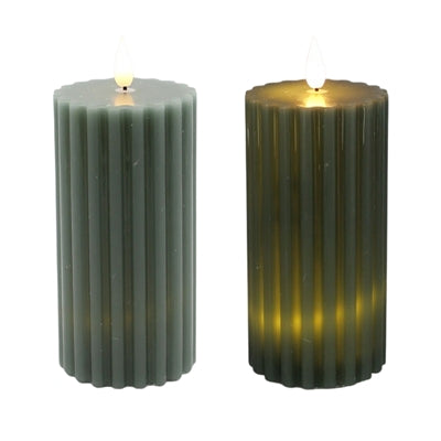 3x6 Green Ribbed Candle