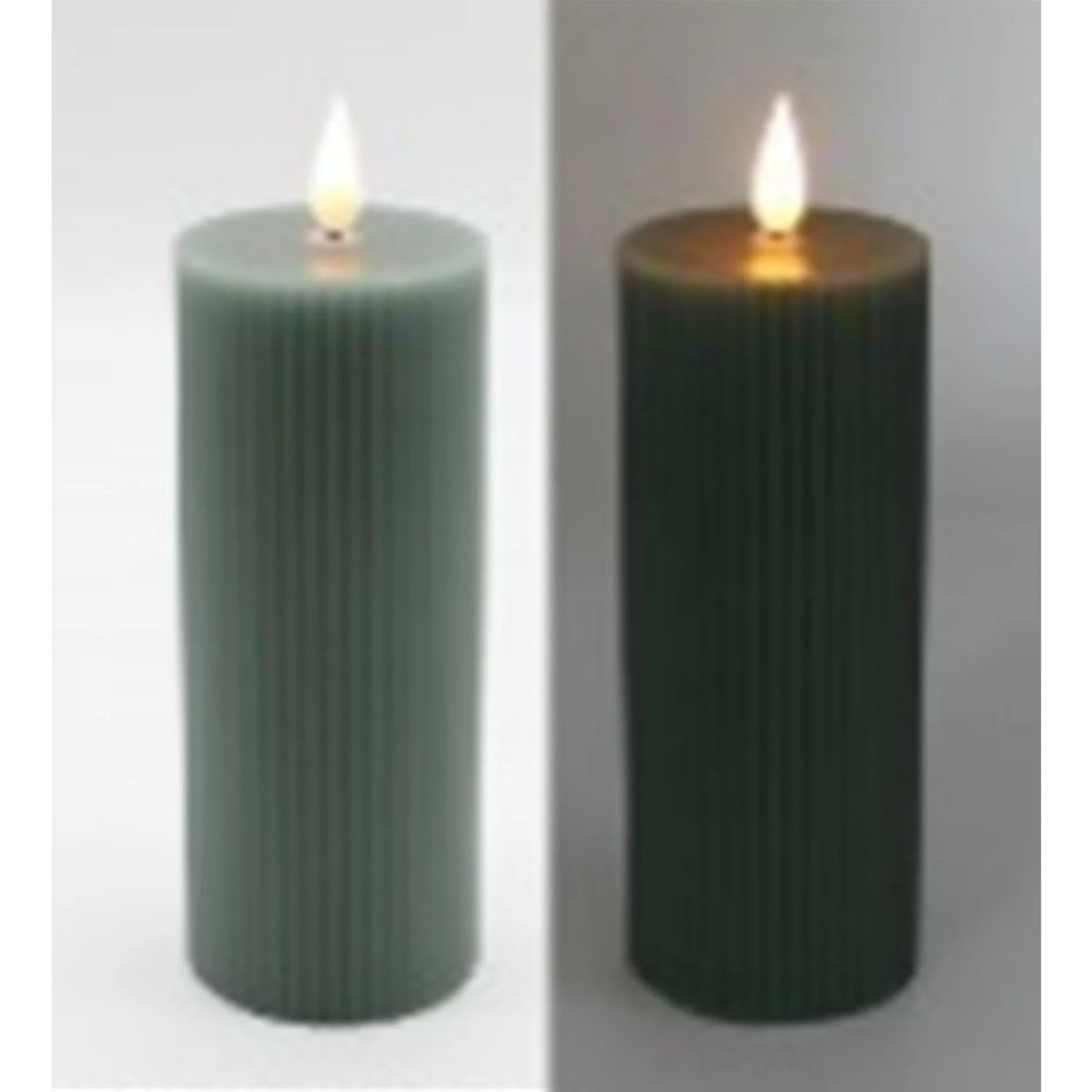 6" Green Ribbed LED Votive