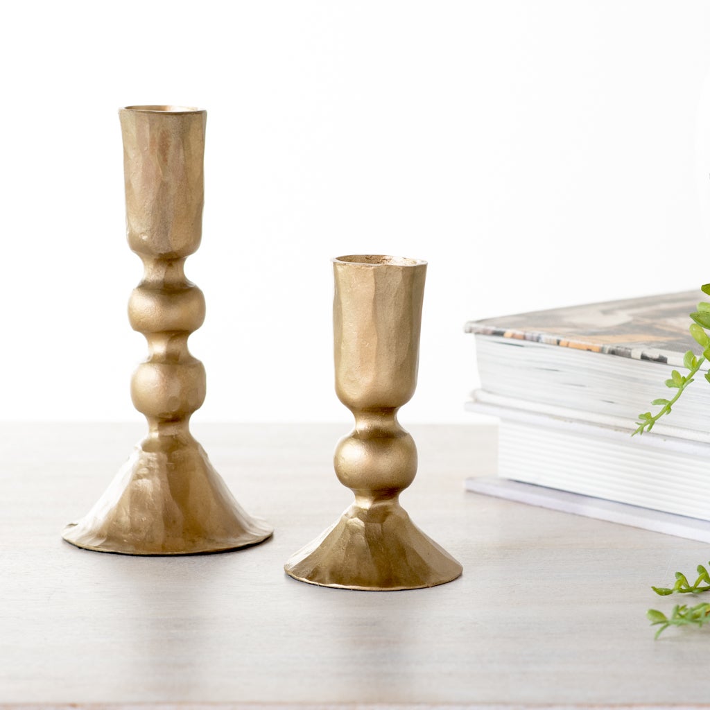Gold Ball Candle Holders S/2