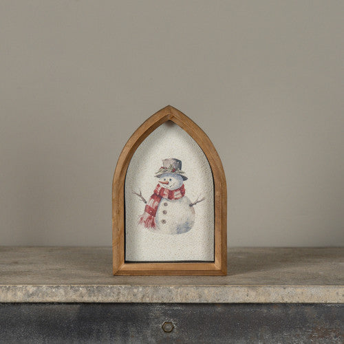 8" Snowman Framed Tabletop Sign