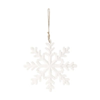 Small White Enamel Snowflake Hanger