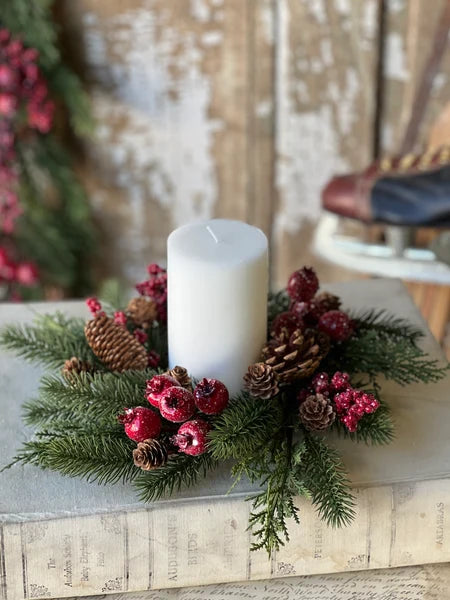 4.5” Bluster Berry Greens Candle Ring