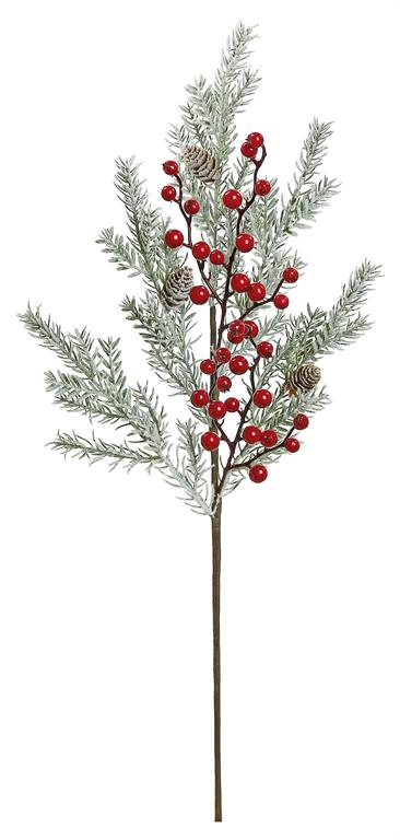 SNOWY PINE & BERRY SPRAY, 26",