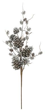 SNOW PINECONE SPRAY, 32", NATURAL/WHITE