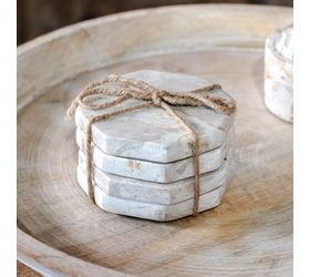 S/4 Beige Marble Octagon Coasters