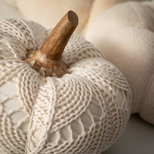 Boho Cream Plush Pumpkin Trio