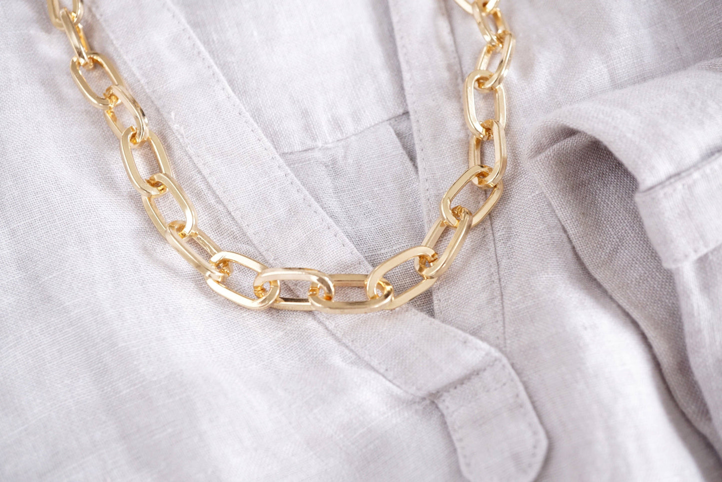 Chunky Cable Chain Necklace in Gold Tone