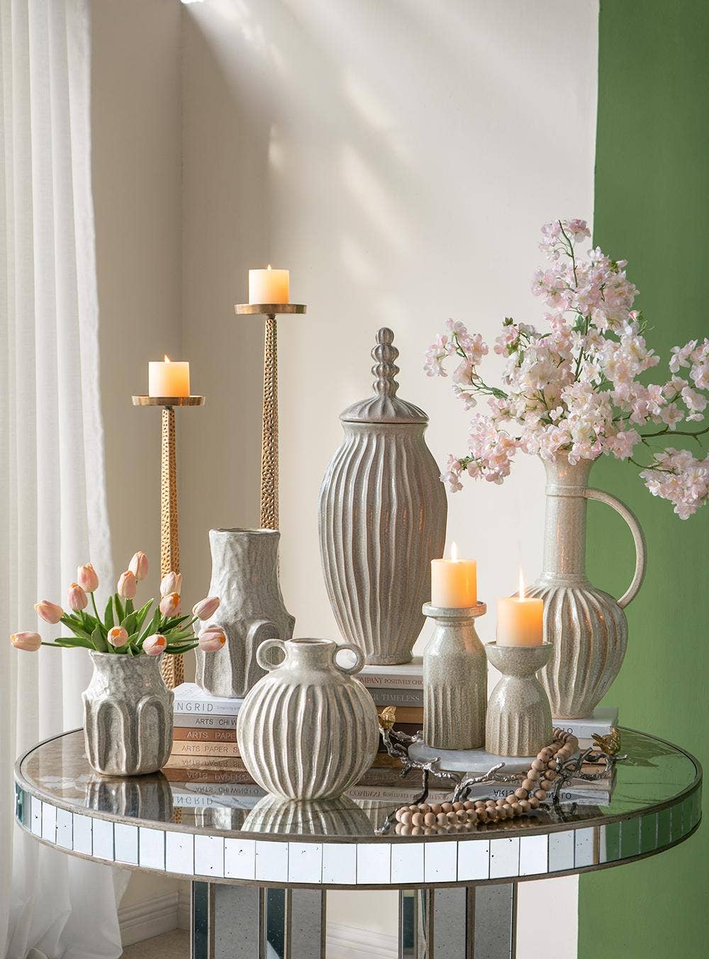 D4.5x7" Serenity Ridge Ceramic Candle Holder