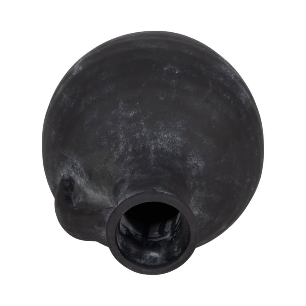 Black 10 in. Abstract Weathered Terracotta Jug with Handle