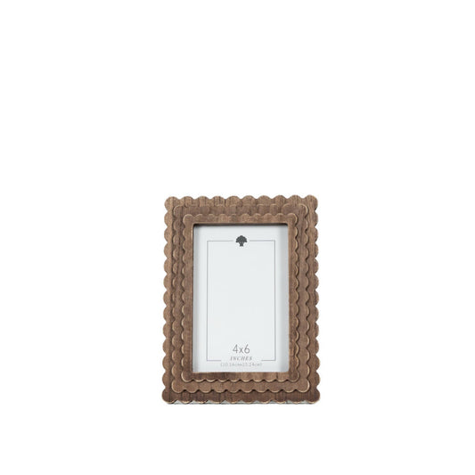 wood scallop photo frame for 4x6 pic, espresso