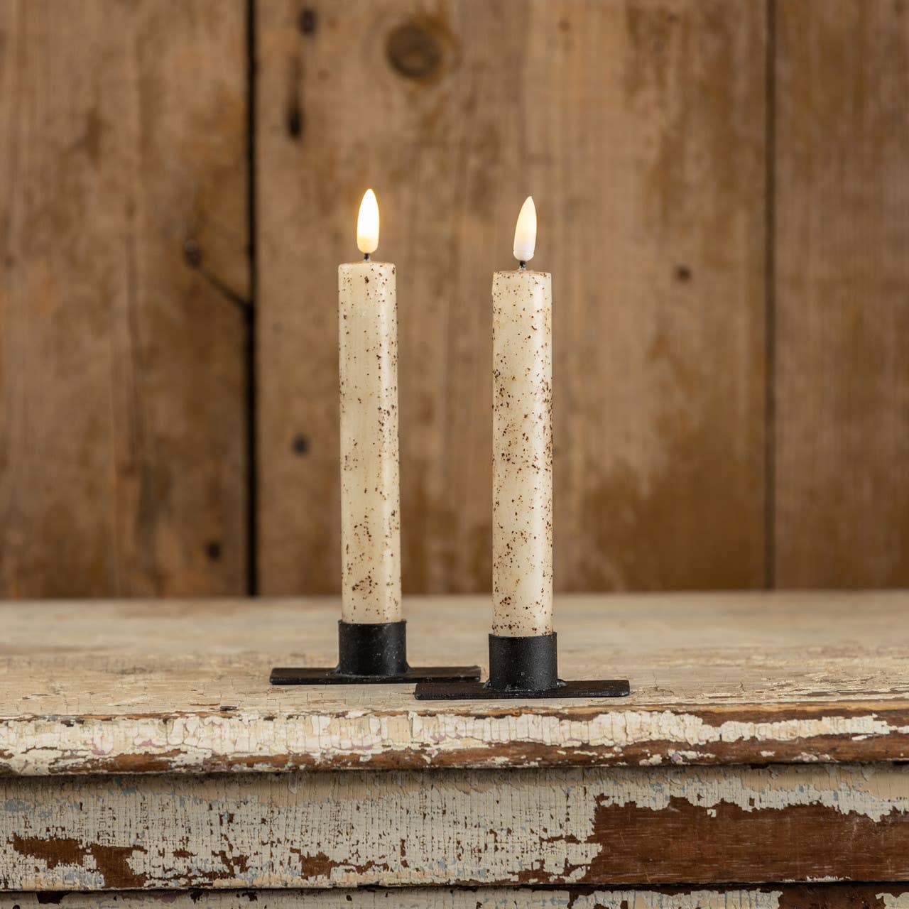 SET/ 2 - 7.25" 3D FLAME CREAM TAPER CANDLE