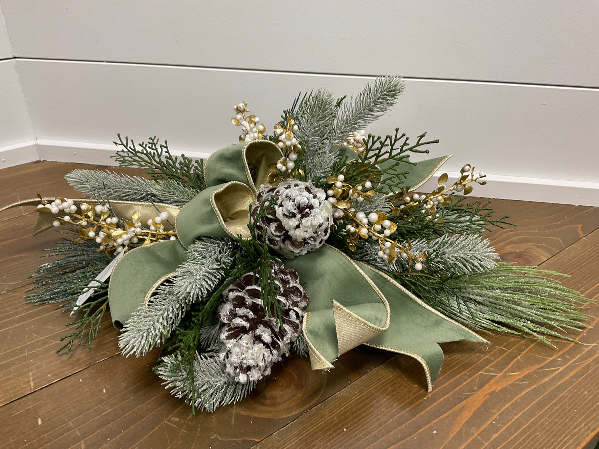 Green Ribbon with Gold Berry