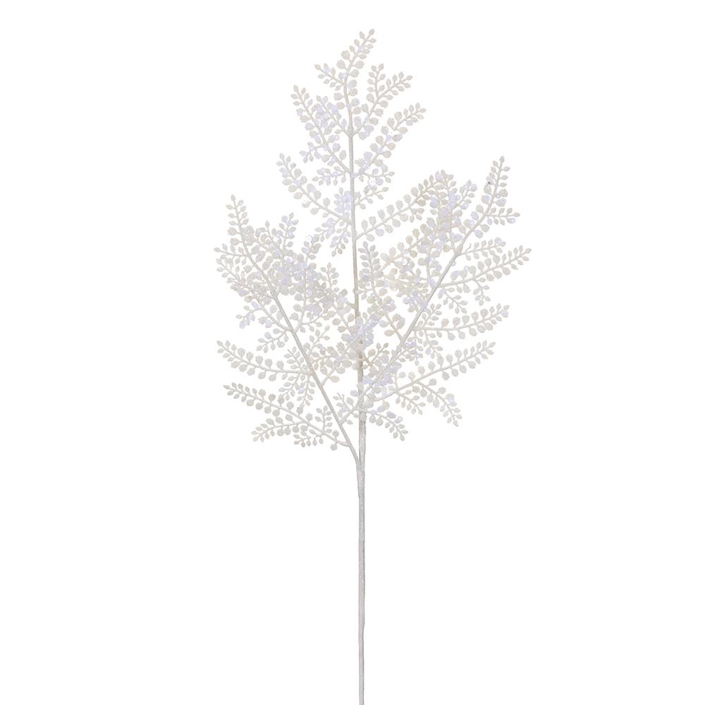 White Glittered Fern Spray