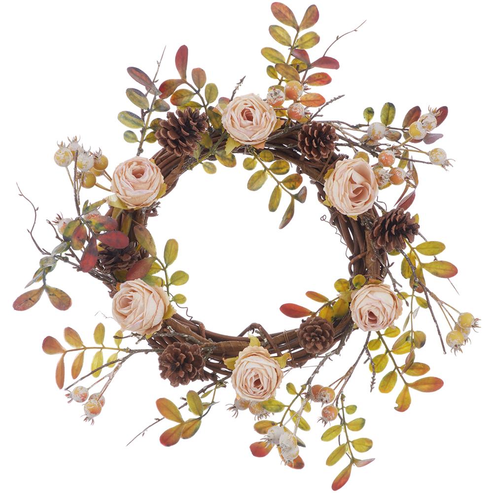 Rose/Pine Cone Mini Wreath 13"