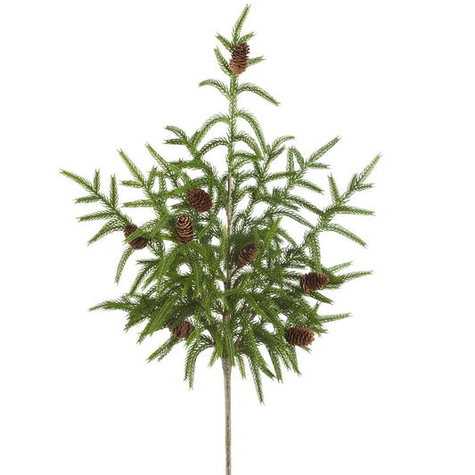 32" Cypress Spray With Pine Cone Green Brown