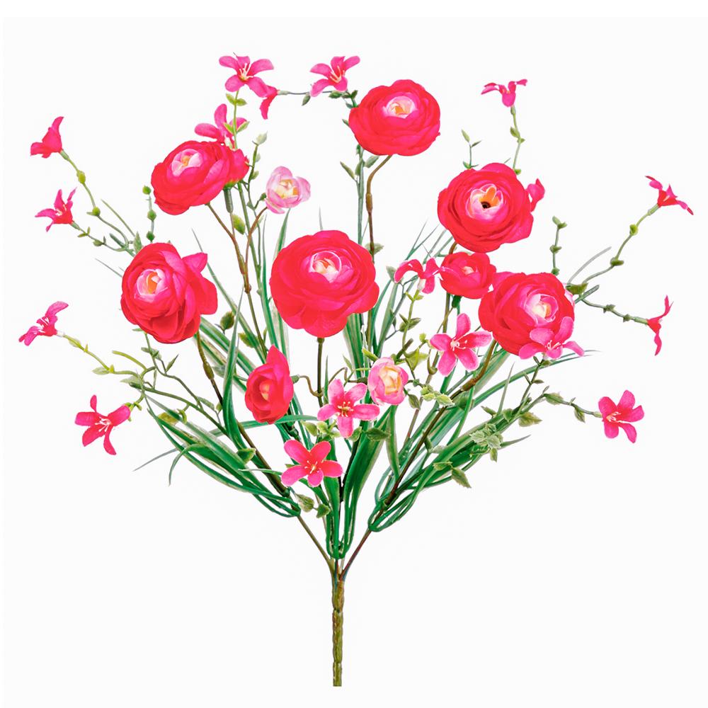 14" Ranunculus Bush x6 Beauty