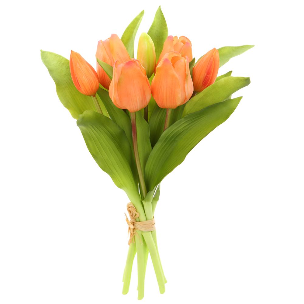 11.75" Real Touch Tulip Bouquet Orange