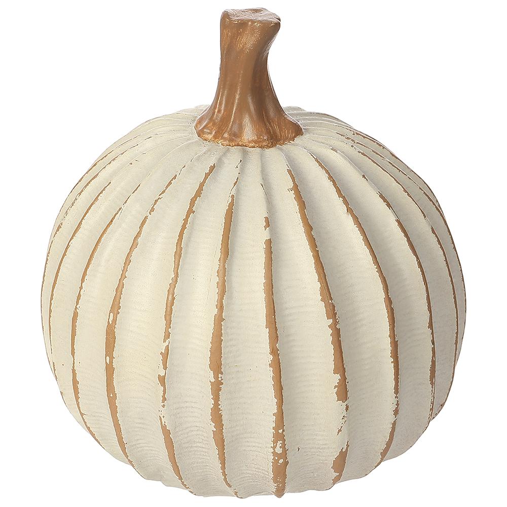 4"Hx3.3"D Pumpkin Whitewashed