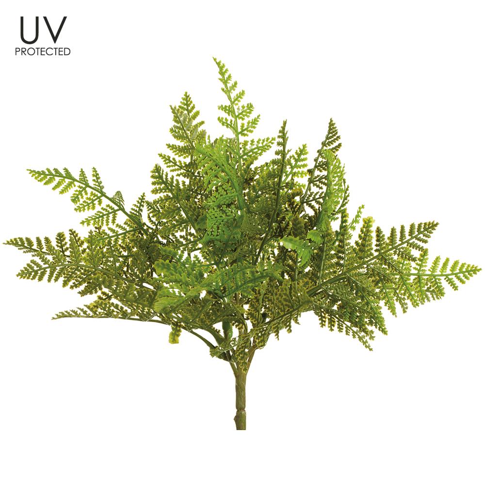 8.5" UV Protected Leafern Fern Bush Green