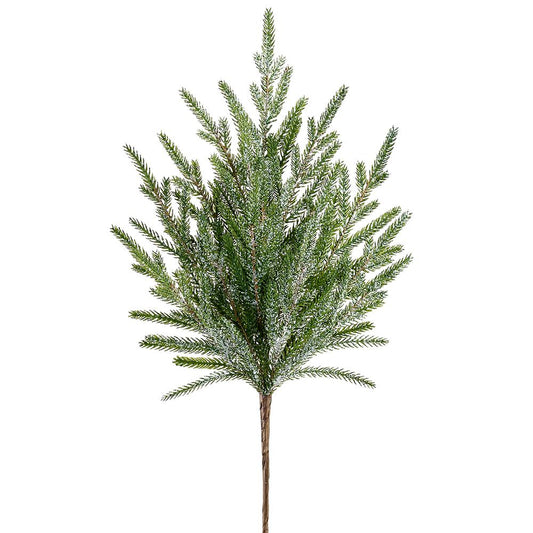 18" Glittered Cypress Pick Green