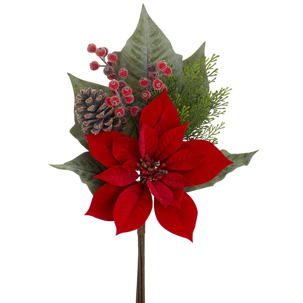 20" Poinset/cone/berry/pine bqt