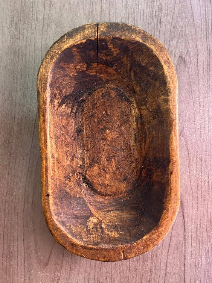 XL Carved Dough Bowl, Handmade, Farmhouse Décor #B - 7.4