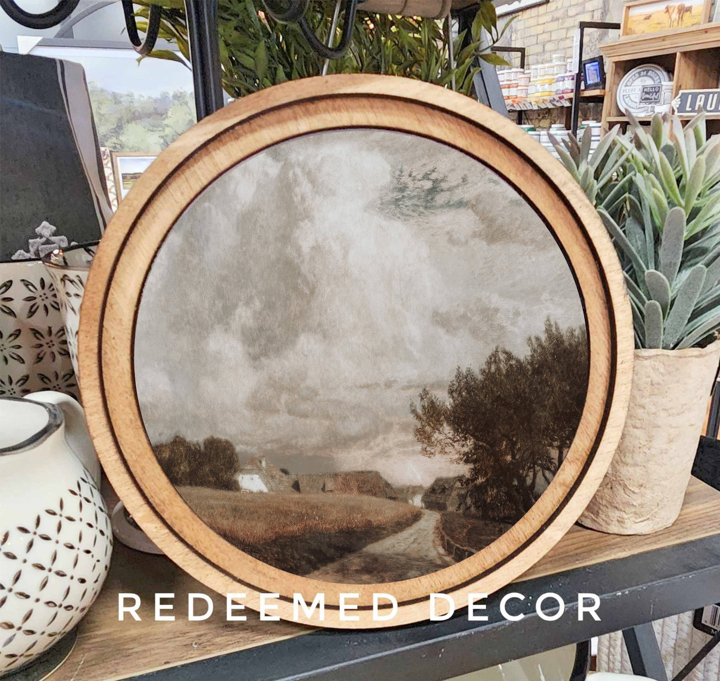 8" Round Moody Countryside Art