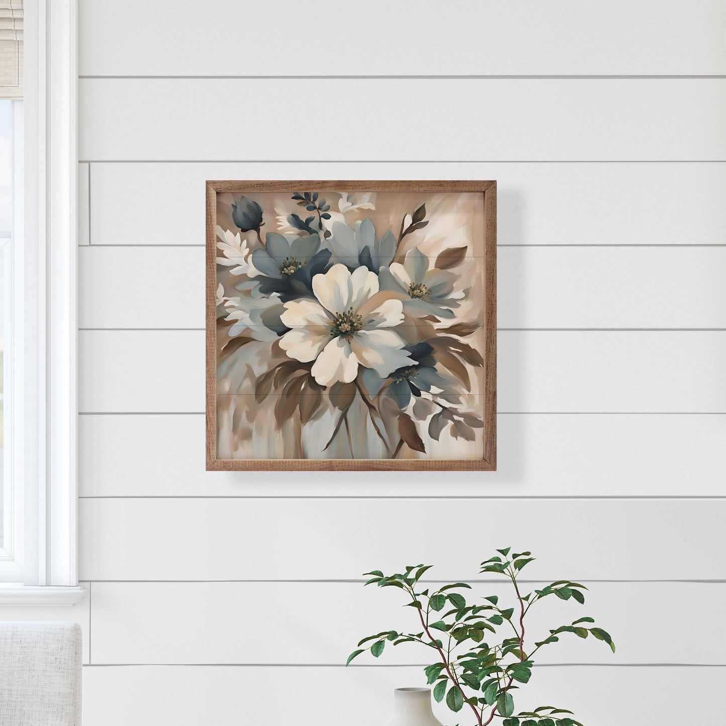 Blue And Tan Floral Display