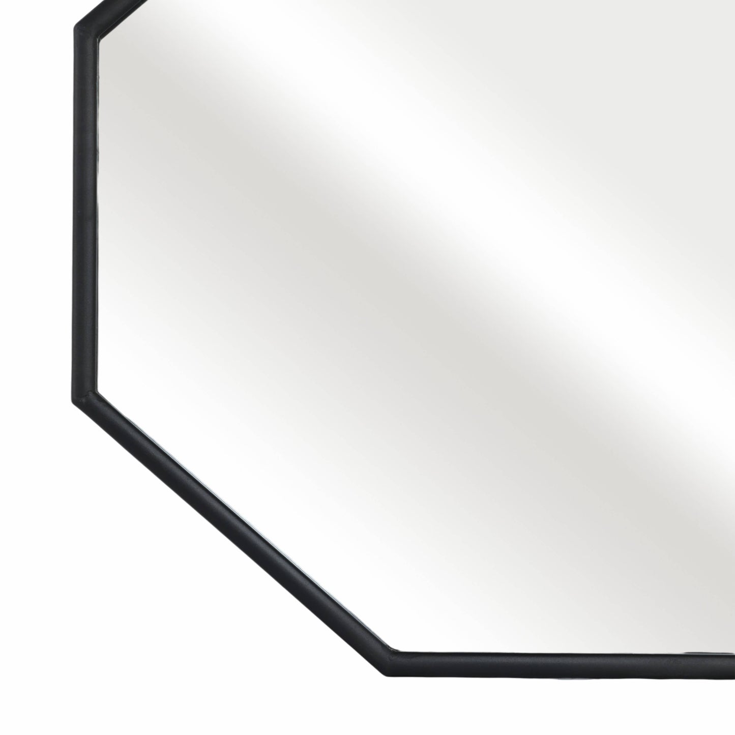 Metal Wood Modern Octagonal Wall Mirror - Black, 28 in.