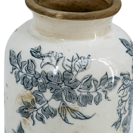 5.5x5.5x10.2" Midnight Blossom Ceramic Vase