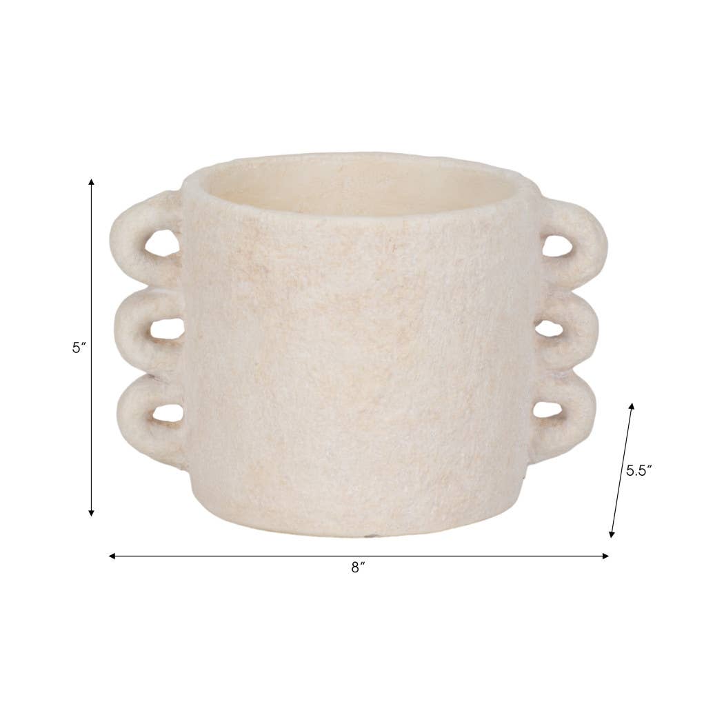 Cement Amphora Multi-Loop Handle Planter - White, 8 in.