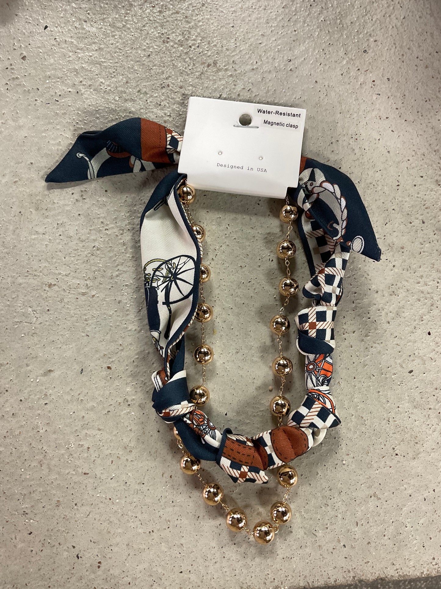 Gold Ball Necklace with Scarf