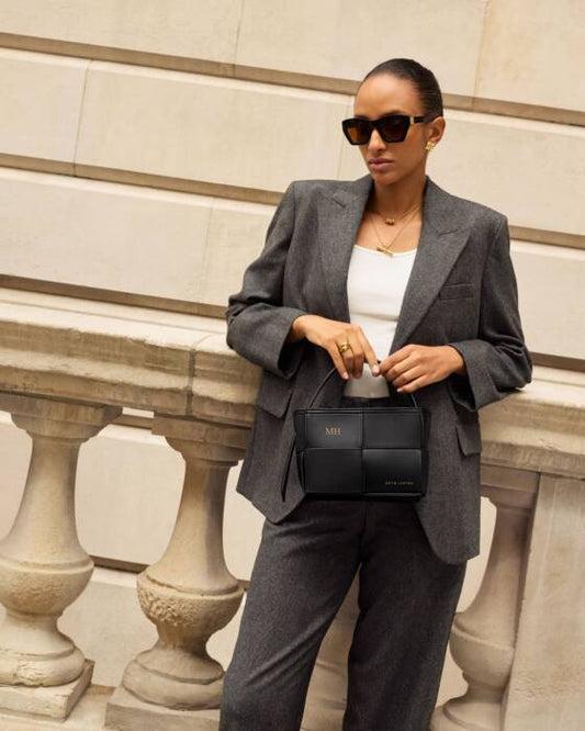 Taya Hand Woven Suedette Top Handle Bag