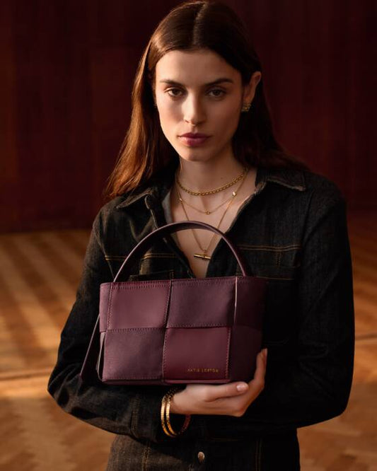 Taya Hand Woven Suedette Top Handle Bag