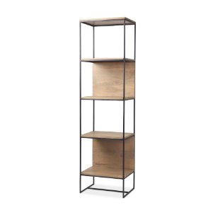 19.75x15x72 Wood with Black Metal Frame Shelving Unit