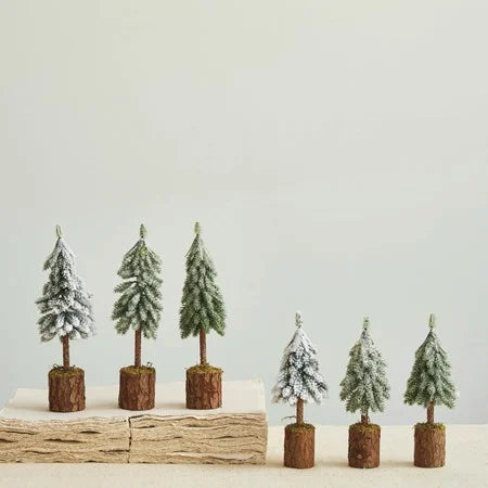 Faux Fir Tree with Wood & Moss Base