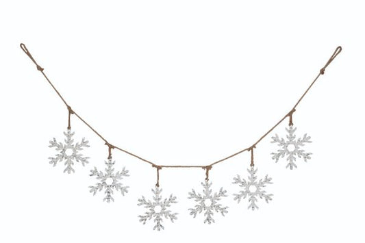 Metal White Snowflake Banner