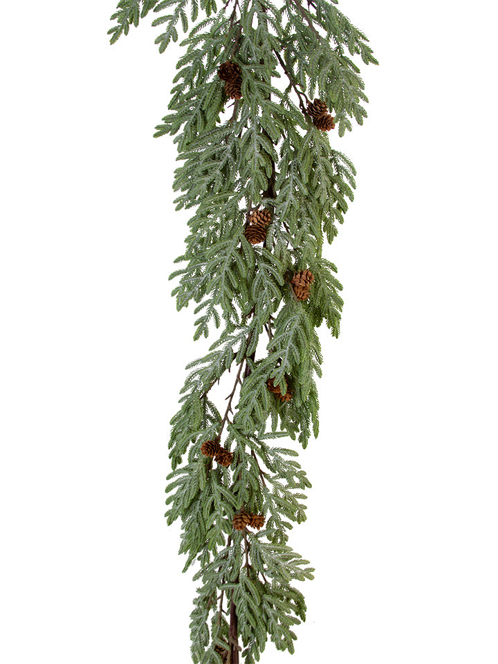 Bald Cypress Garland Frosted Green w/ cones