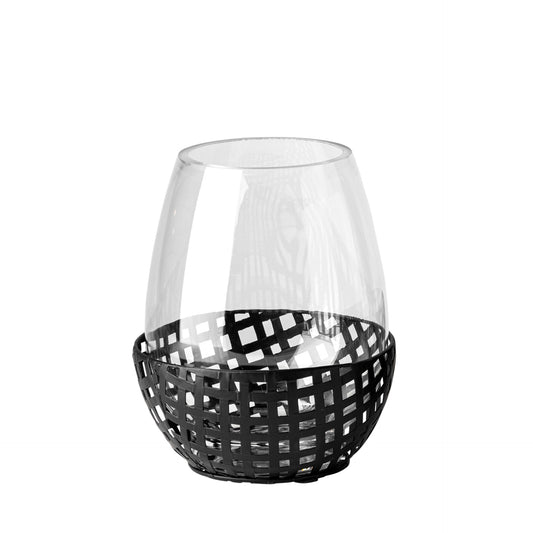 Reena Small Black Woven Table Candle Holder