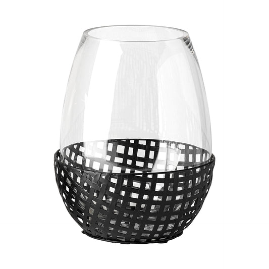 Reena Large Black Woven Table Candle Holder
