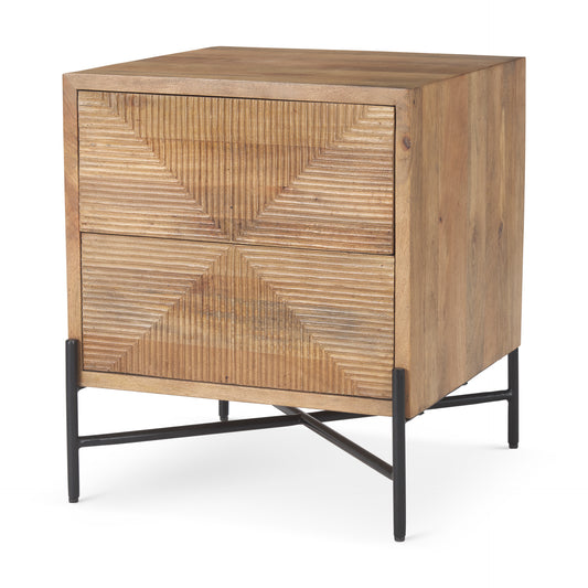 22x22x26 Cairo Wood 2 Drawer Accent Table
