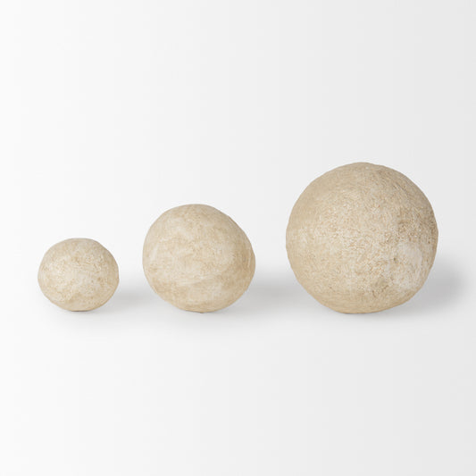 Lg. Sunita Beige Paper Mache Orb