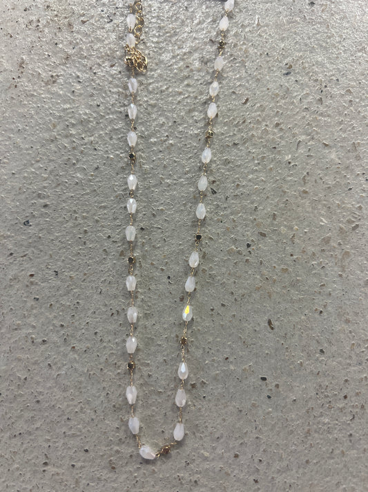 White & Gold Beaded Necklace