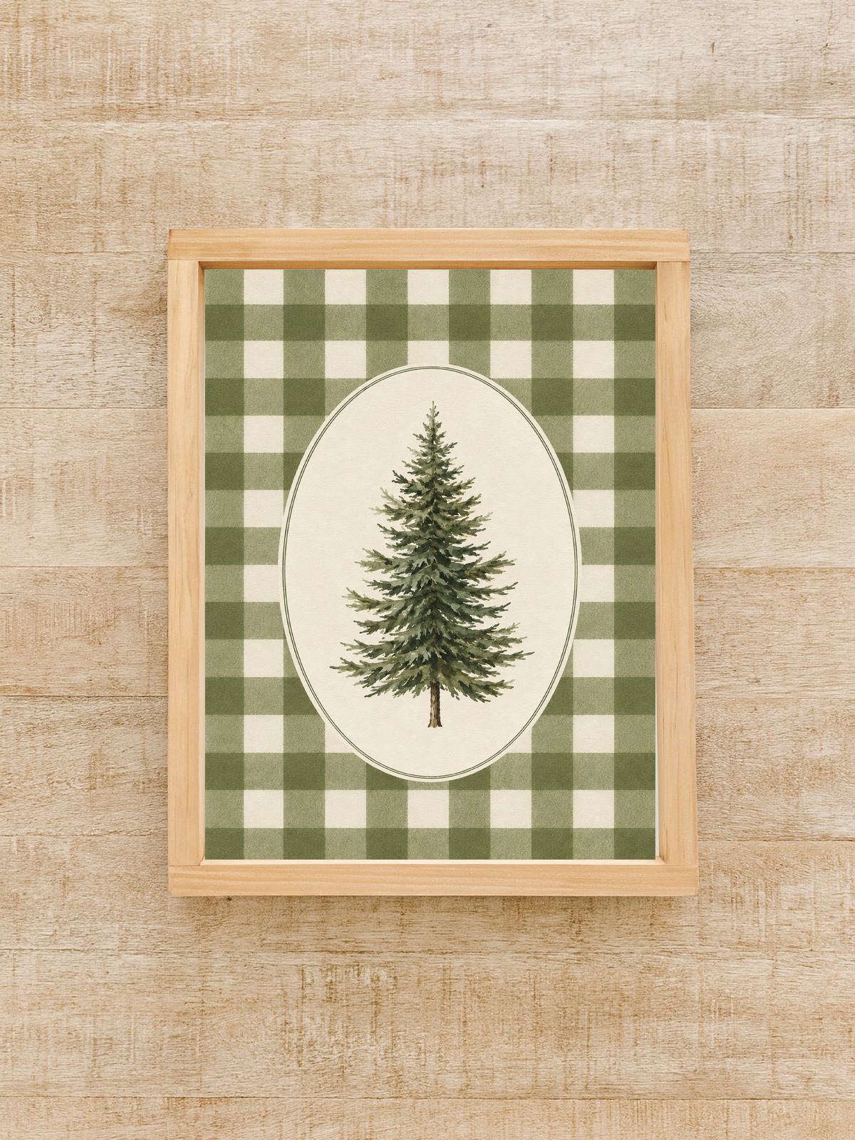 Evergreen Gingham Wall Art | Holiday Plaid