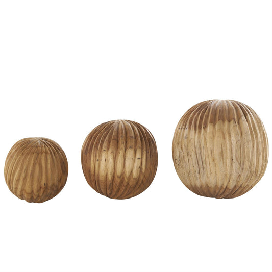 Brown Teak Wood Orbs