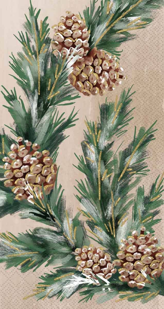 Paper Guest Towel 16 Ct Gilded Swag Cream Christmas