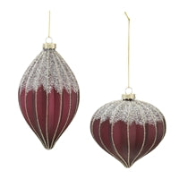 Assorted Glass Red/Silver Ornament 4” & 6”