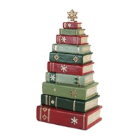 Stacked Book Tree Form 15”H Resin